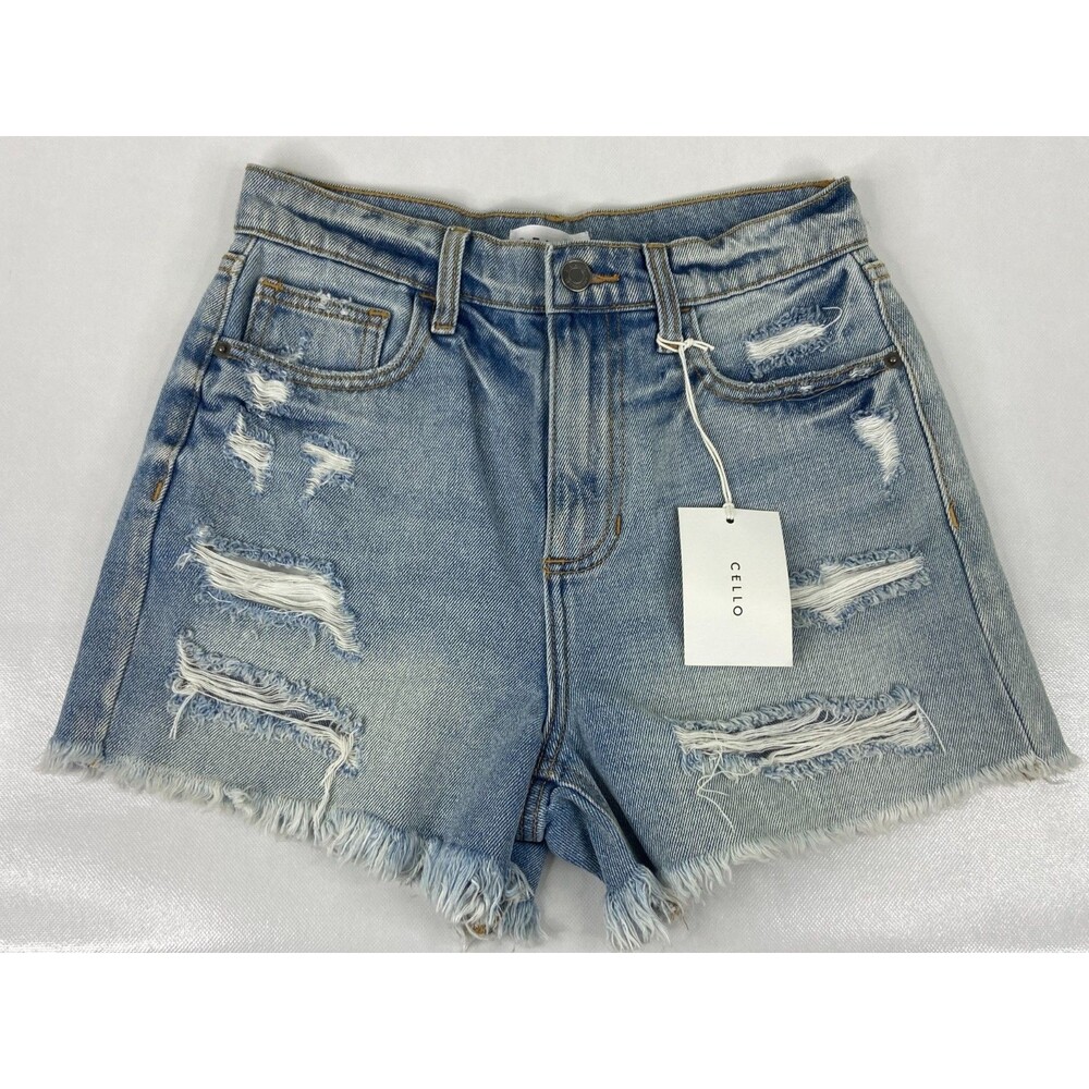 Cello Women Extra Small Denim Shorts Blue High Rise Cutoff Frayed NWT